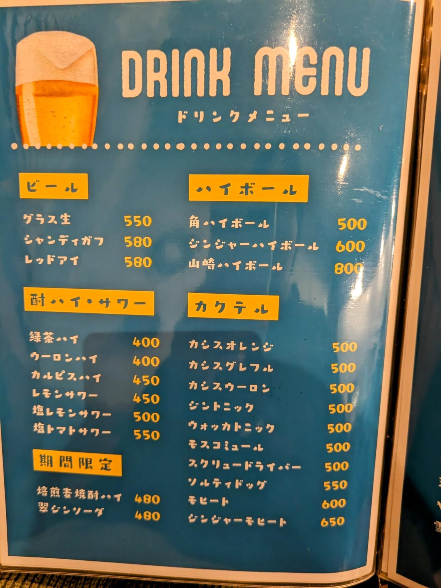 ビールやカクテル