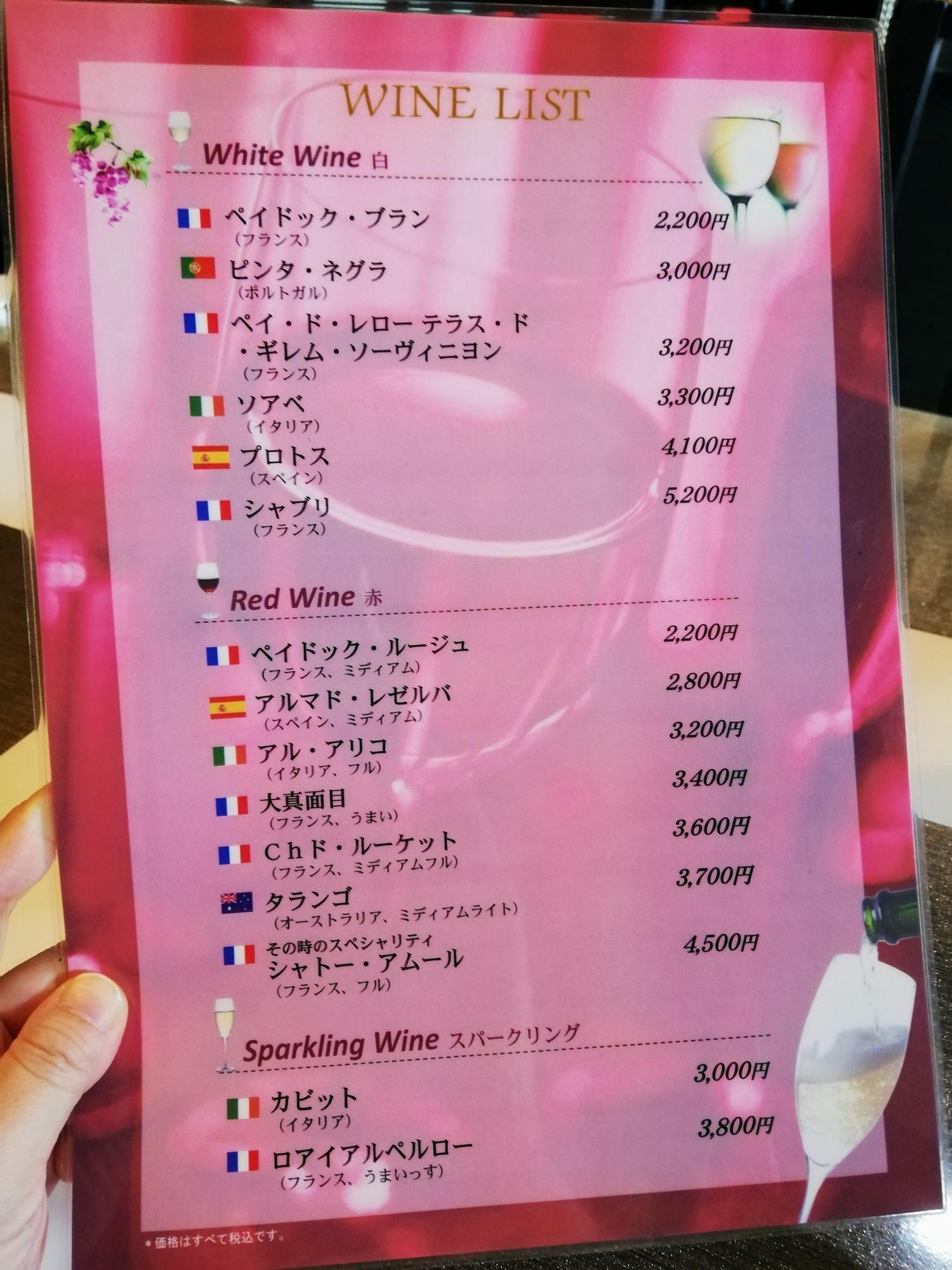 ワインリストです