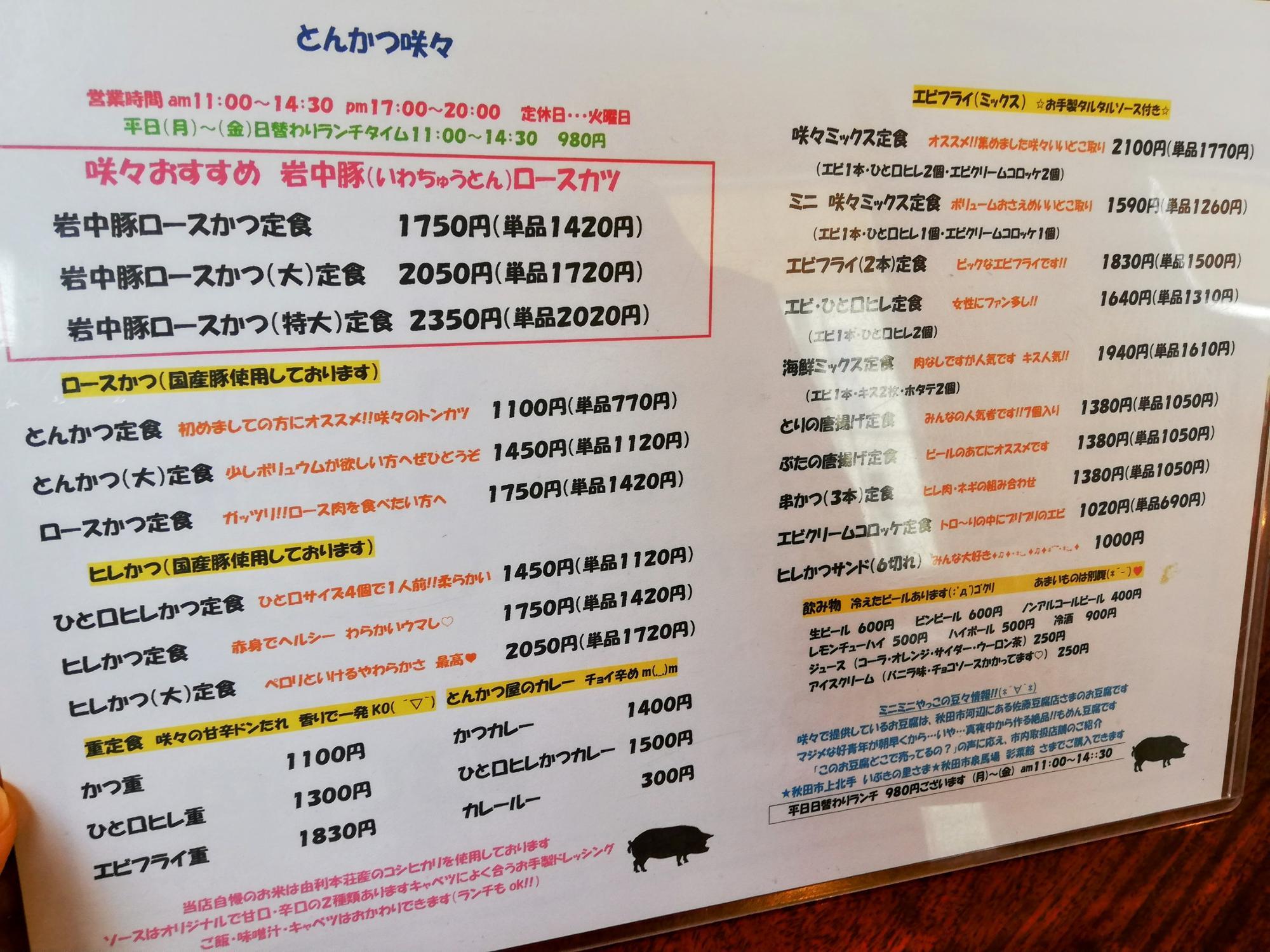 その他のメニュー