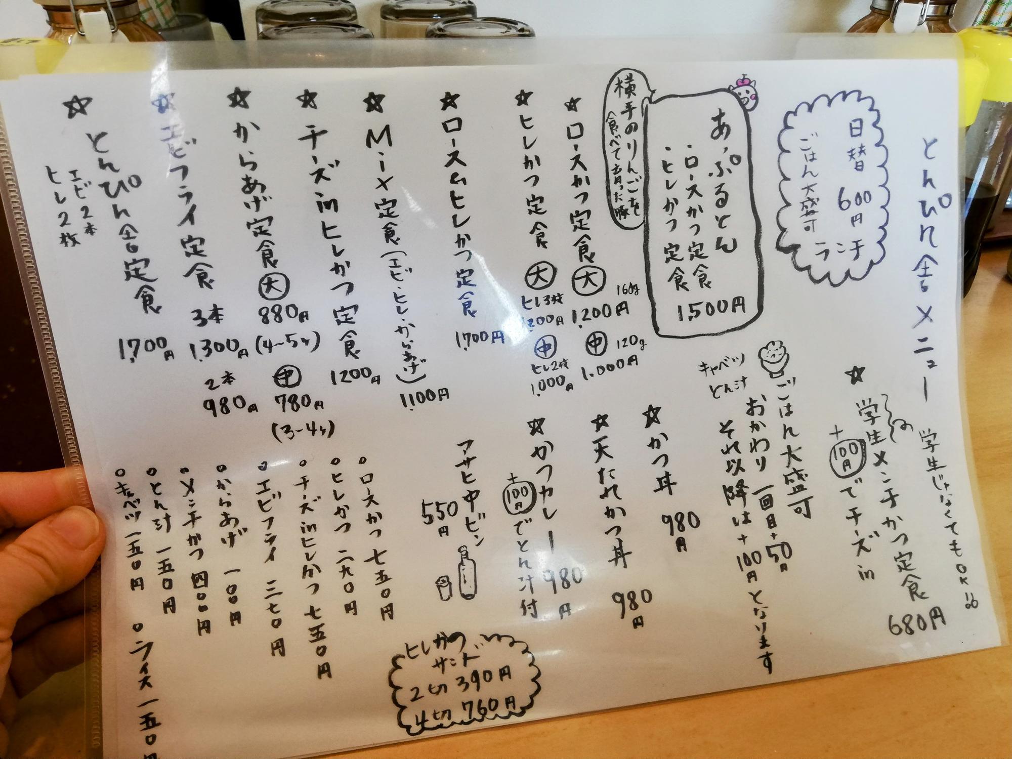 メニュー表を吟味